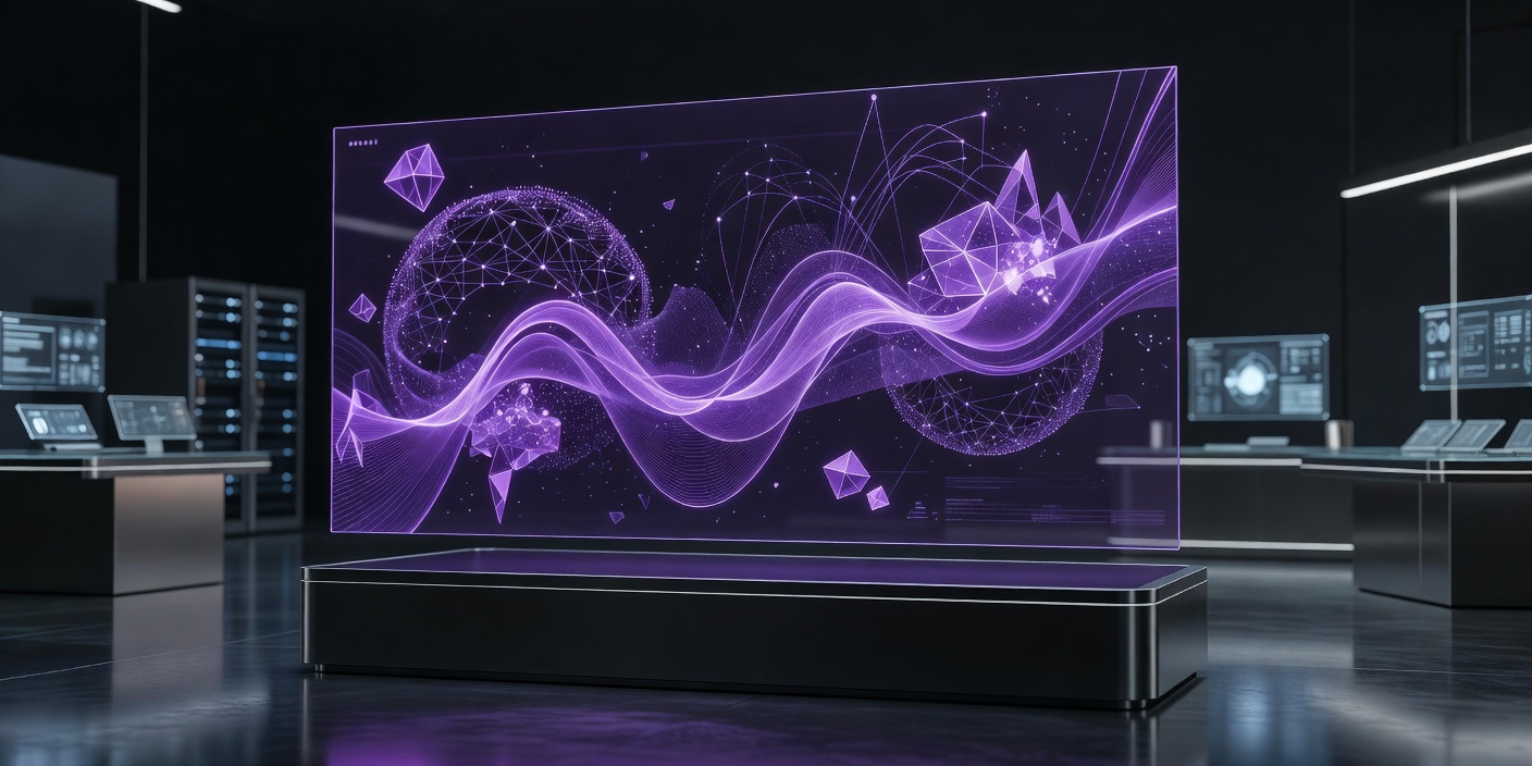 High Tech Holographic Violet Display of Capital Trends