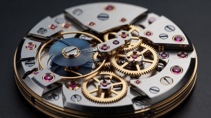 Steel Luxury Watch Dial Close Up